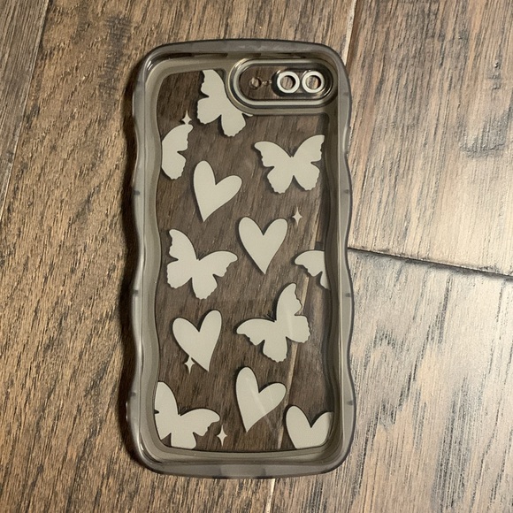 Black butterfly clear iPhone 8 Plus phone case - Picture 2 of 2